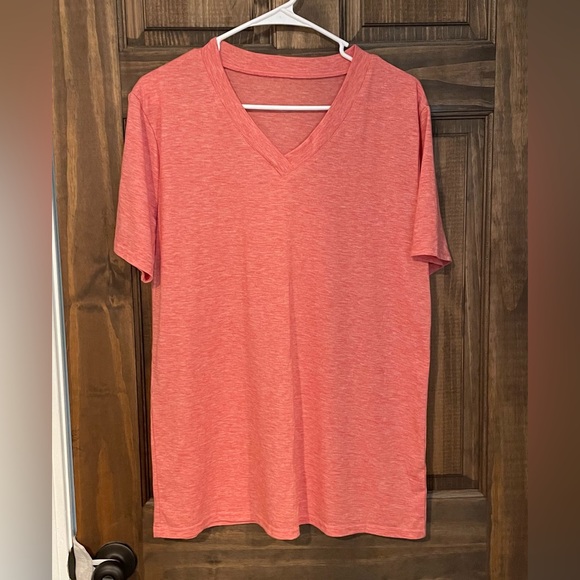 Heathered Coral V Neck T Shirt - Picture 2 of 7
